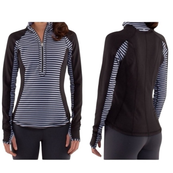 lululemon athletica Tops - lululemon UTurn Run half zip reversible long sleeve top blue/black Size 6 $108